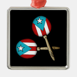 Puerto Rico Flagga Maracas Julgransprydnad Metall
