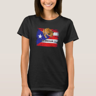 Puerto Rico Flagga Med Boricua Coqui Patriotisk Gr T Shirt