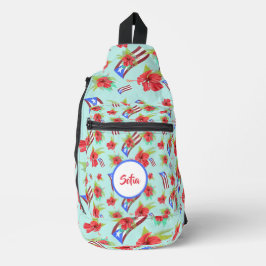 Puerto Rico flagga med flor de maga boricua