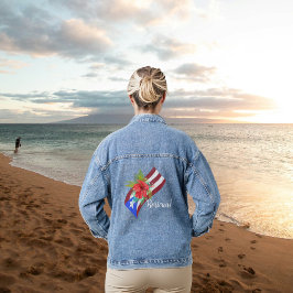 Puerto Rico flagga med flor de maga boricua