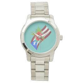 Puerto Rico flagga med flor de maga boricua Armbandsur