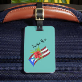 Puerto Rico flagga med flor de maga boricua Bagagebricka
