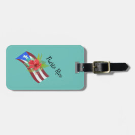 Puerto Rico flagga med flor de maga boricua Bagagebricka