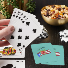 Puerto Rico flagga med flor de maga boricua Casinokort