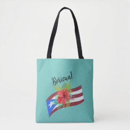 Puerto Rico flagga med flor de maga boricua Tygkasse