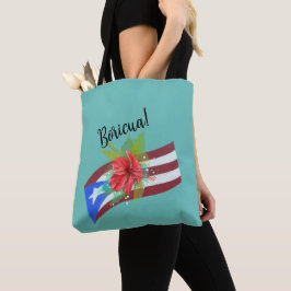 Puerto Rico flagga med flor de maga boricua Tygkasse