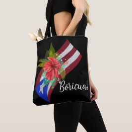 Puerto Rico flagga med flor de maga boricua Tygkasse