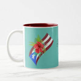 Puerto Rico flagga med flor de maga Två-Tonad Mugg