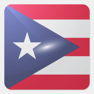 Puerto Rico-flagga med fyrkantig glans Fyrkantigt Klistermärke