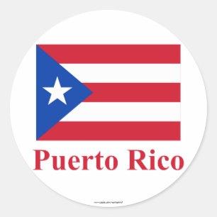 Puerto Rico Flagga med Namn Runt Klistermärke