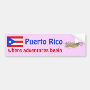 Puerto Rico Flagga och Karta Bildäckslapp Bildekal