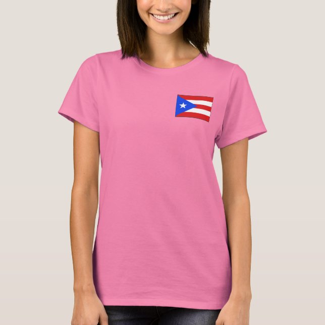 Puerto Rico Flagga och Karta dk T-Shirt (Framsida)