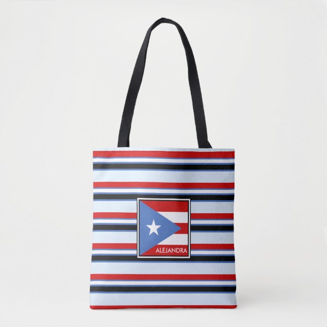 Puerto Rico flagga och randpersonlig Tygkasse (Framsida)