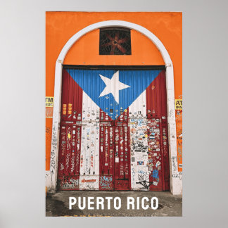 Puerto Rico Flagga Old San Juan Travel Photography Poster