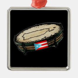 Puerto Rico Flagga Pandera Julgransprydnad Metall