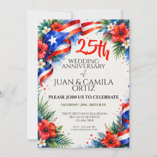 Puerto Rico Flagga Party Blommig Firande Inbjudningar
