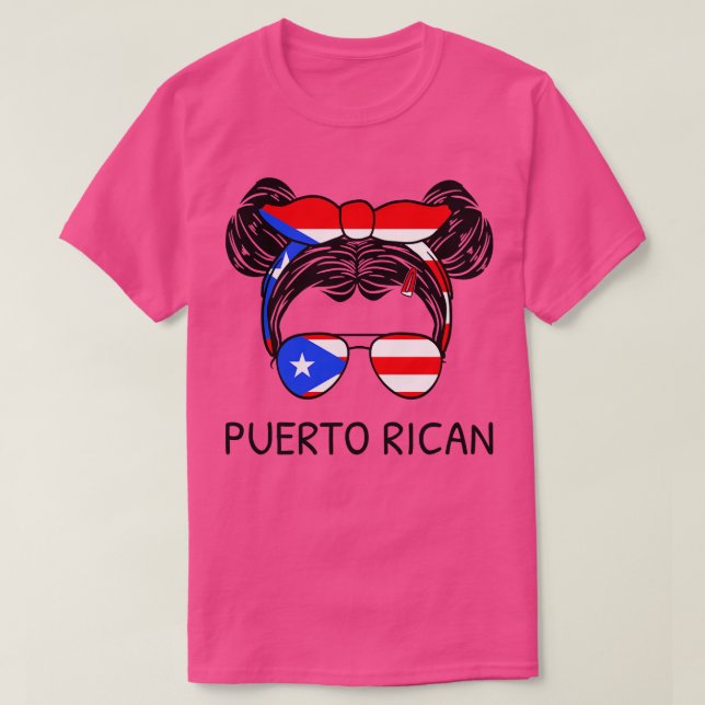 Puerto Rico Flagga Puerto Rican Girl with Messy Bu T Shirt (Design framsida)