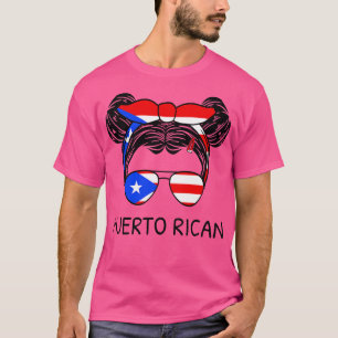 Puerto Rico Flagga Puerto Rican Girl with Messy Bu T Shirt