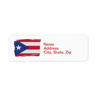 PUERTO RICO FLAGGA RETURADRESS ETIKETT