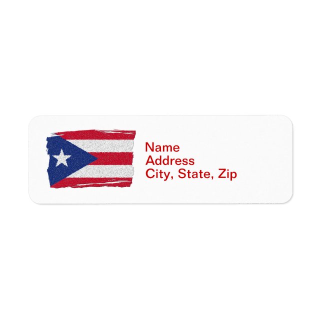 PUERTO RICO FLAGGA RETURADRESS ETIKETT (Framsidan)