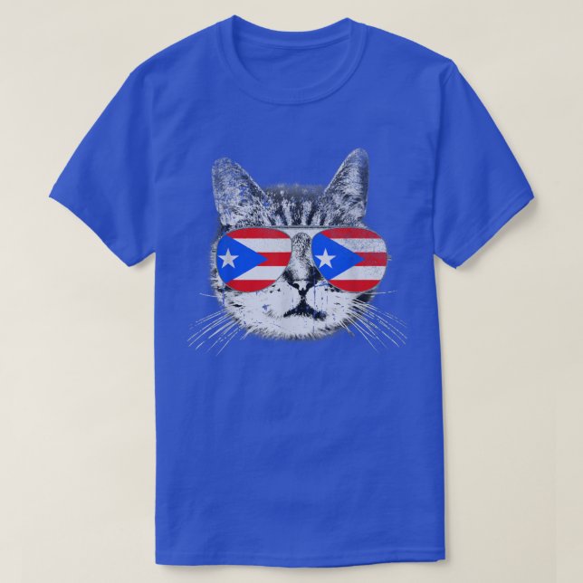 Puerto Rico Flagga Roots Cat Lover Pride Gif T Shirt (Design framsida)