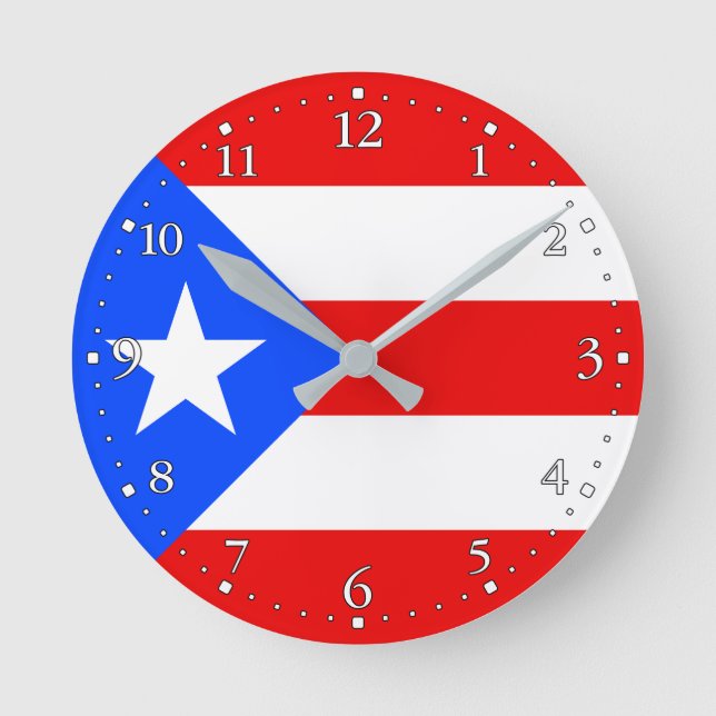 Puerto Rico Flagga Rund Klocka (Framsida)