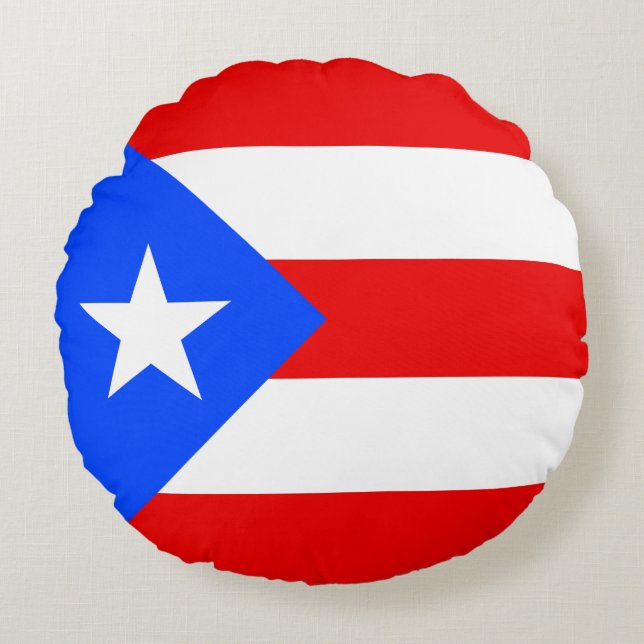 Puerto Rico-flagga Rund Kudde (Framsidan)