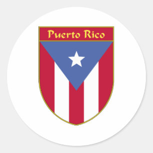 Puerto Rico Flagga Shield Runt Klistermärke