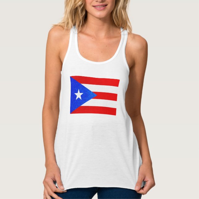 Puerto Rico Flagga Shirt Linne Med Racerback (Framsida)