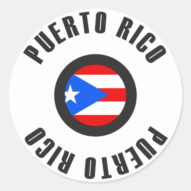 Puerto Rico Flagga Simple Runt Klistermärke (Framsida)