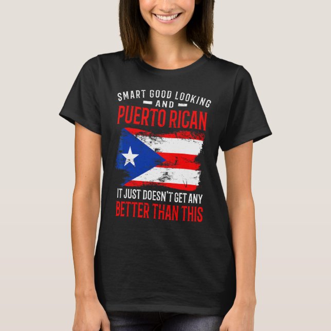 Puerto Rico Flagga Smart Bra Tittar och Puerto Ric T Shirt (Framsida)