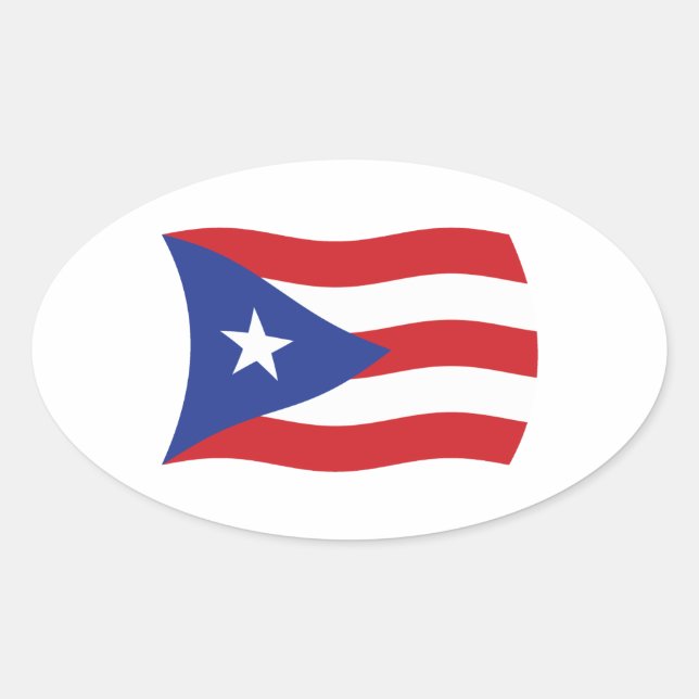 Puerto Rico Flagga Sticker Ovalt Klistermärke (Framsida)