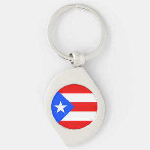 Puerto Rico-flagga Swirl Silverfärgad Nyckelring