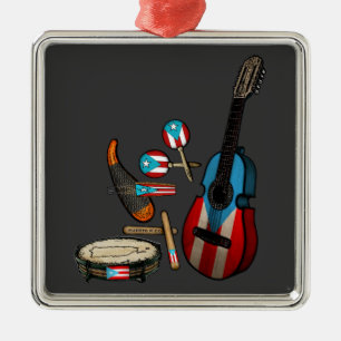 Puerto Rico Flagga   Traditionella baskiska instru Julgransprydnad Metall