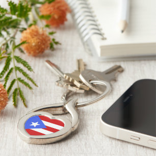 Puerto Rico flagga Twisted Heart Silverfärgad Nyckelring
