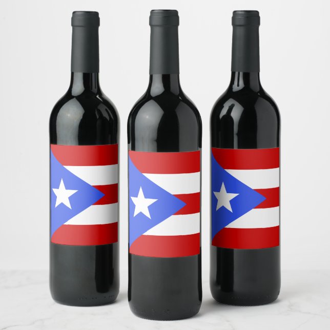 Puerto Rico flagga Vinflaska Etikett (Flaskor)