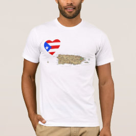 Puerto Rico flaggahjärta och kartaT-tröja T-shirt