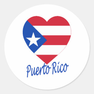 Puerto Rico flaggahjärta Runt Klistermärke