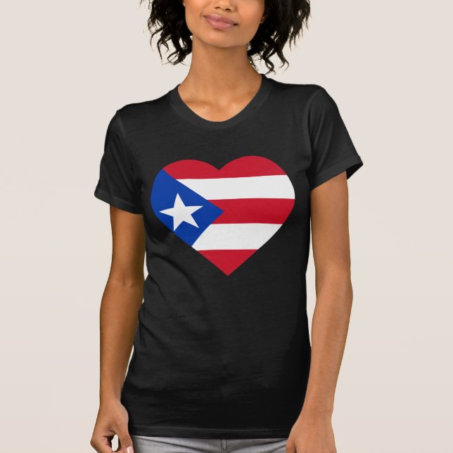 Puerto Rico flaggahjärta Tee Shirt (Framsida)
