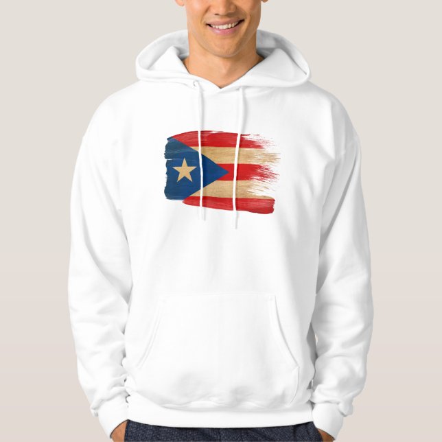 Puerto Rico flaggaHoodie Sweatshirt (Framsida)