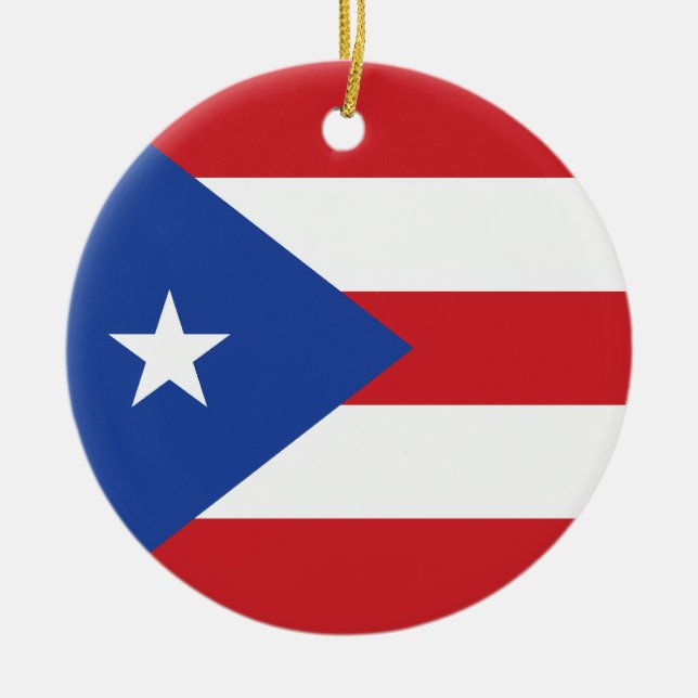 Puerto Rico flaggaprydnad Julgransprydnad Keramik (Framsidan)