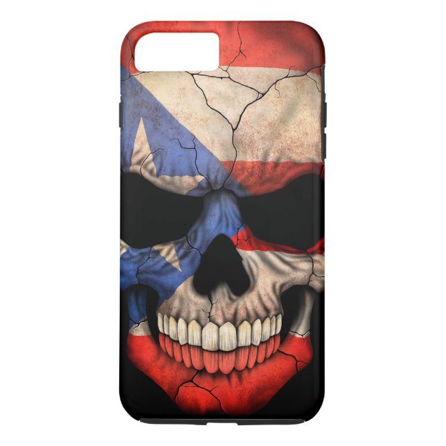 Puerto Rico flaggaskalle på svart Case-Mate iPhone Skal (Baksida)
