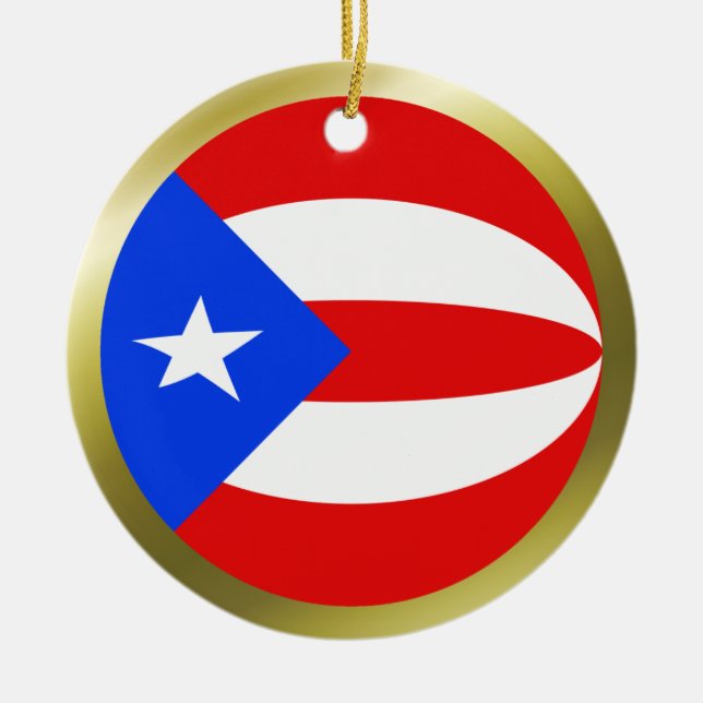 Puerto Rico flaggprydnad Julgransprydnad Keramik (Framsidan)