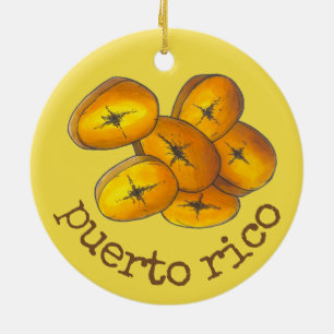 Puerto Rico Fried Plantains Tostones Food Cuisine Julgransprydnad Keramik