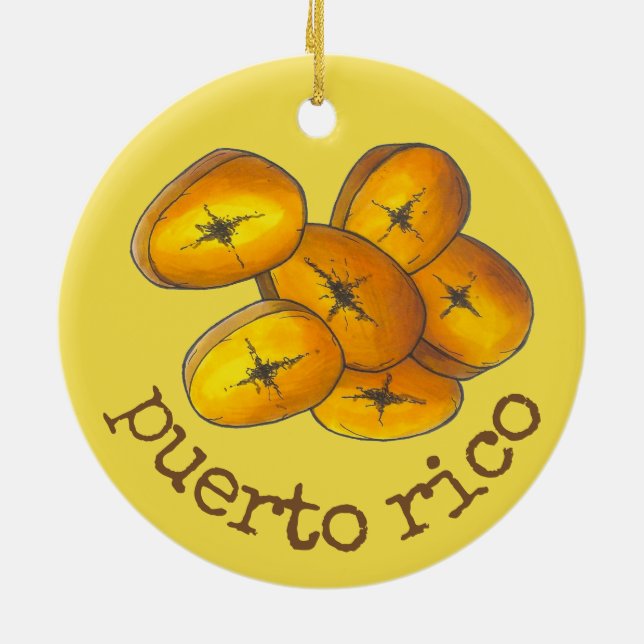 Puerto Rico Fried Plantains Tostones Food Cuisine Julgransprydnad Keramik (Baksidan)