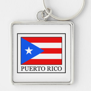 Puerto Rico Fyrkantig Silverfärgad Nyckelring