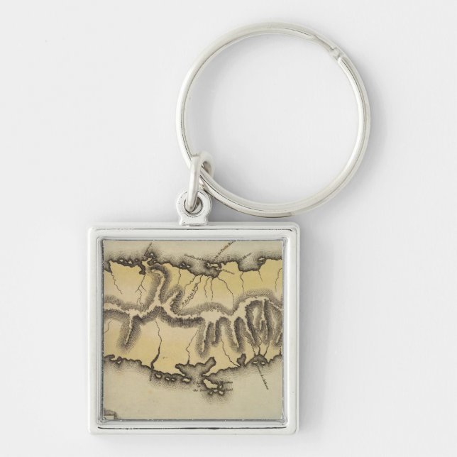 Puerto Rico Fyrkantig Silverfärgad Nyckelring (Framsidan)