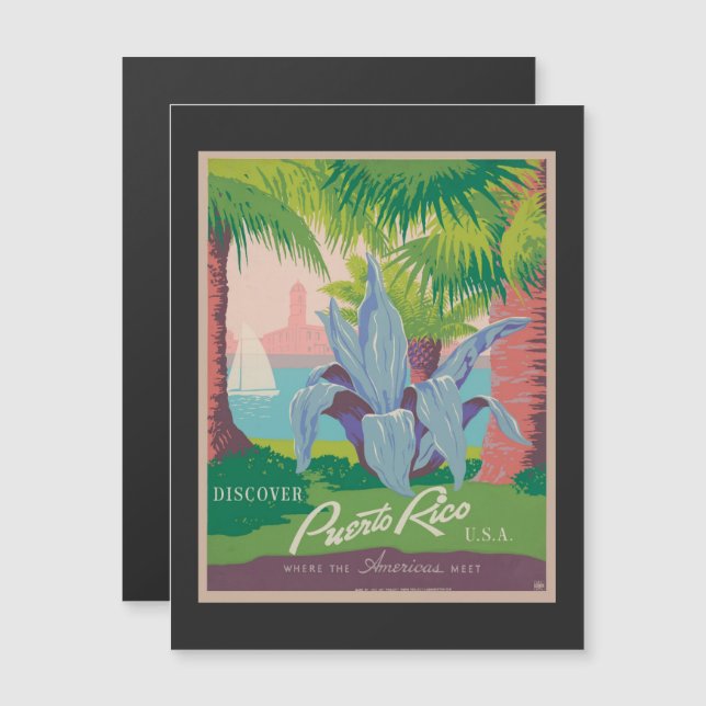 Puerto Rico gammal turistreklam (Fram/baksida)