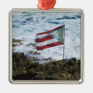 Puerto Rico gammala San Juan, flagga av Puerto ris Julgransprydnad Metall
