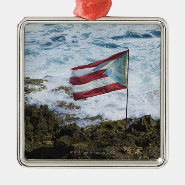 Puerto Rico gammala San Juan, flagga av Puerto ris Julgransprydnad Metall (Framsidan)